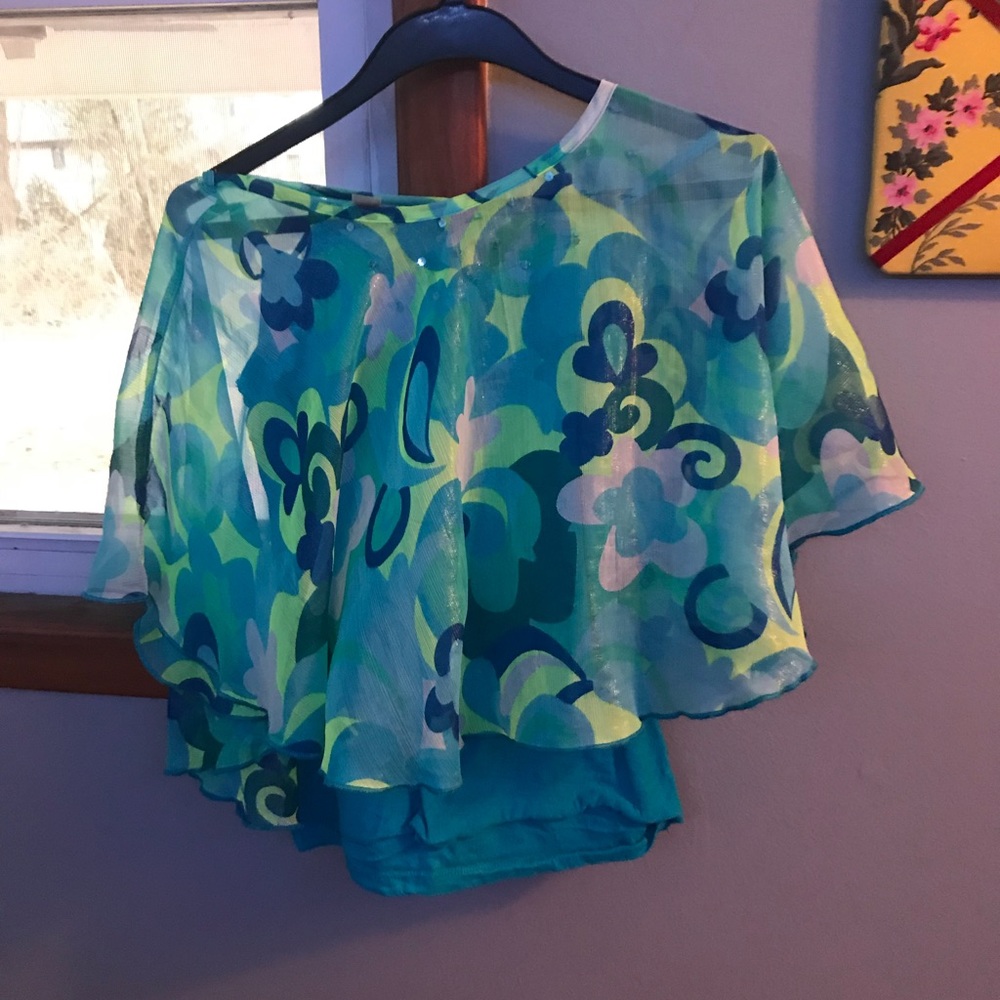 Blue flower patterned blouse